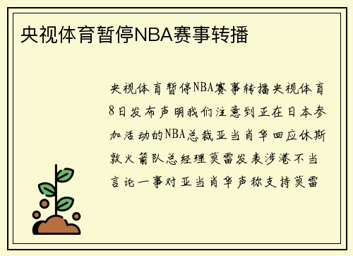 央视体育暂停NBA赛事转播